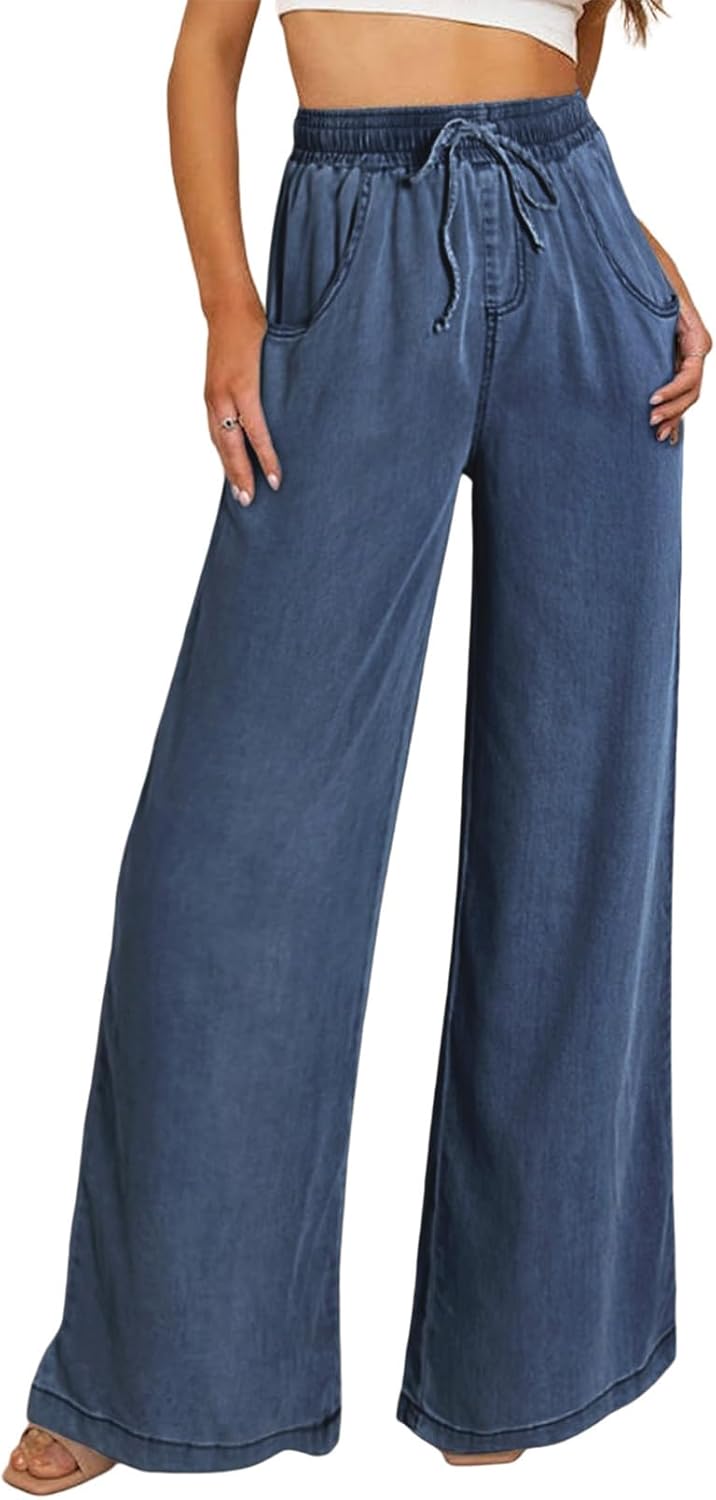 Sidefeel Women's Jeans, Special Drawstring Wide Leg Jeans, Innovative High Waist...