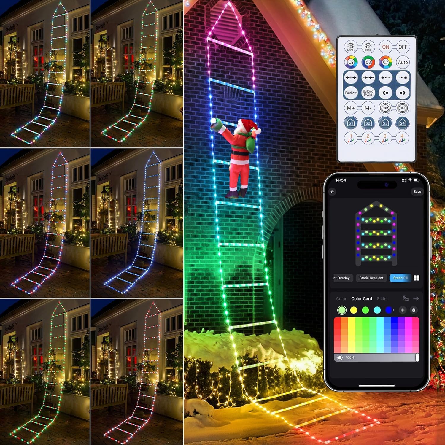 Toodour Christmas Decorations Lights, 10ft Smart RGB Christmas Decorative Lights...