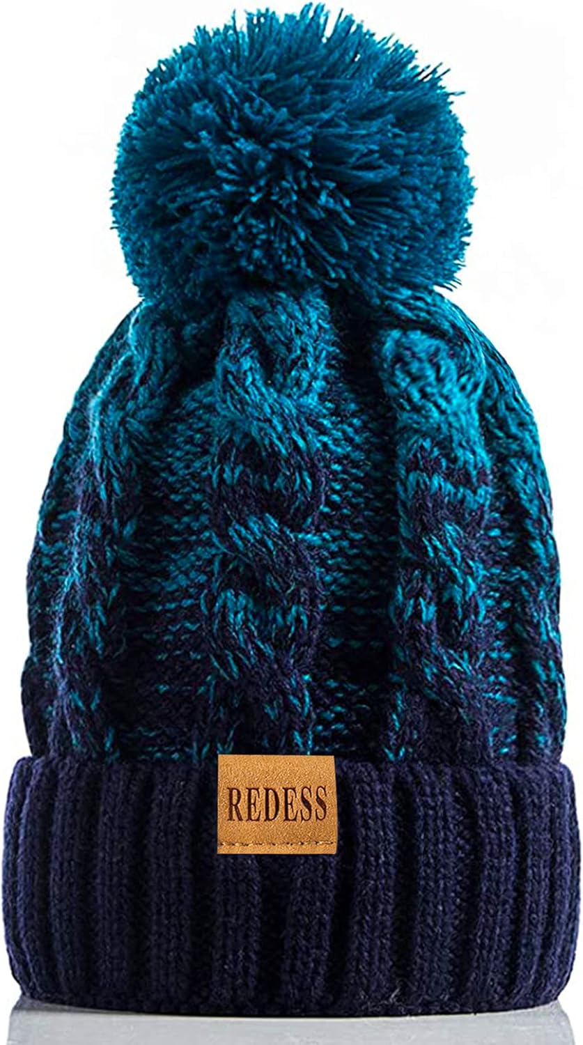 REDESS Women Winter Pompom Beanie Hat, Special Fleece Lined Beanie for Warmth, I...