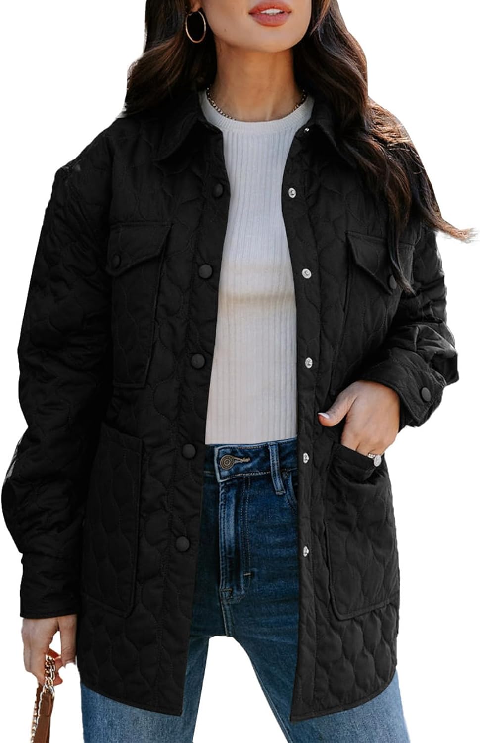 EVALESS Quilted Jackets, Special Lightweight Long Sleeve Button Down Puffer Jack...
