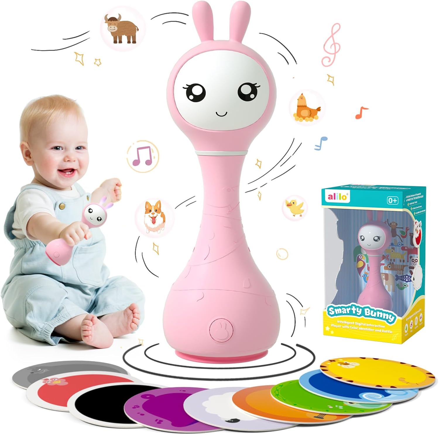 alilo Smart Bunny Rattle, Special Music Light Up Toys for Infants, Innovative Ba...