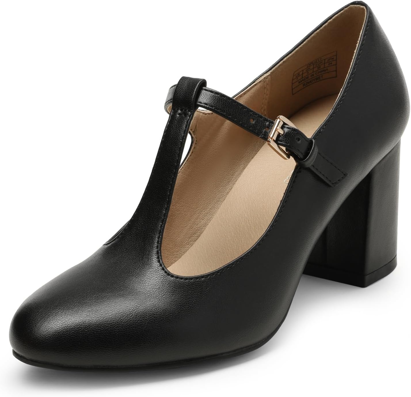 DREAM PAIRS Heels, Special Low Chunky Heels for Women, Unique T-Strap Mary Jane...