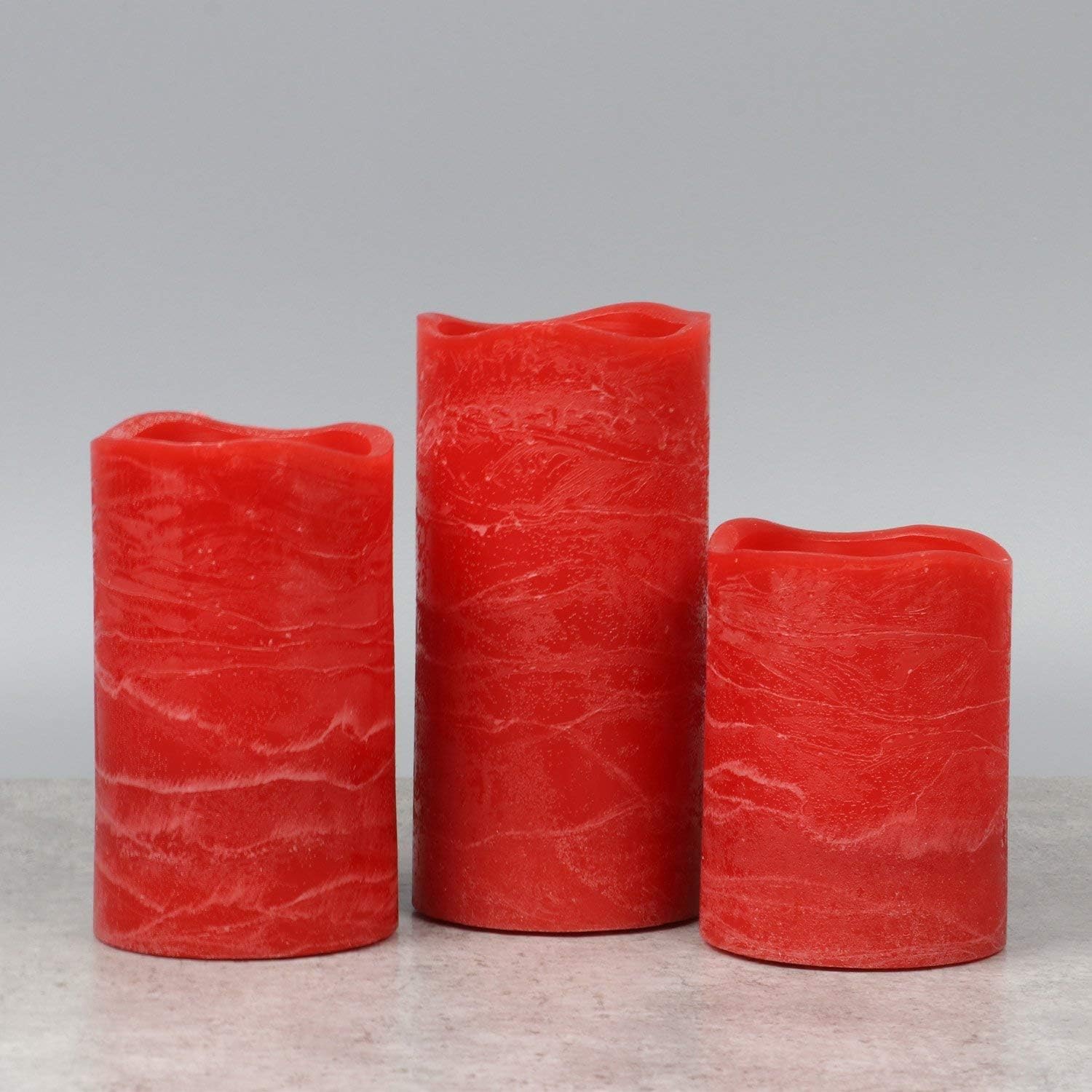 Rhytsing Red Battery Operated Flameless Led Candles with Timer Function, Warm Wh...