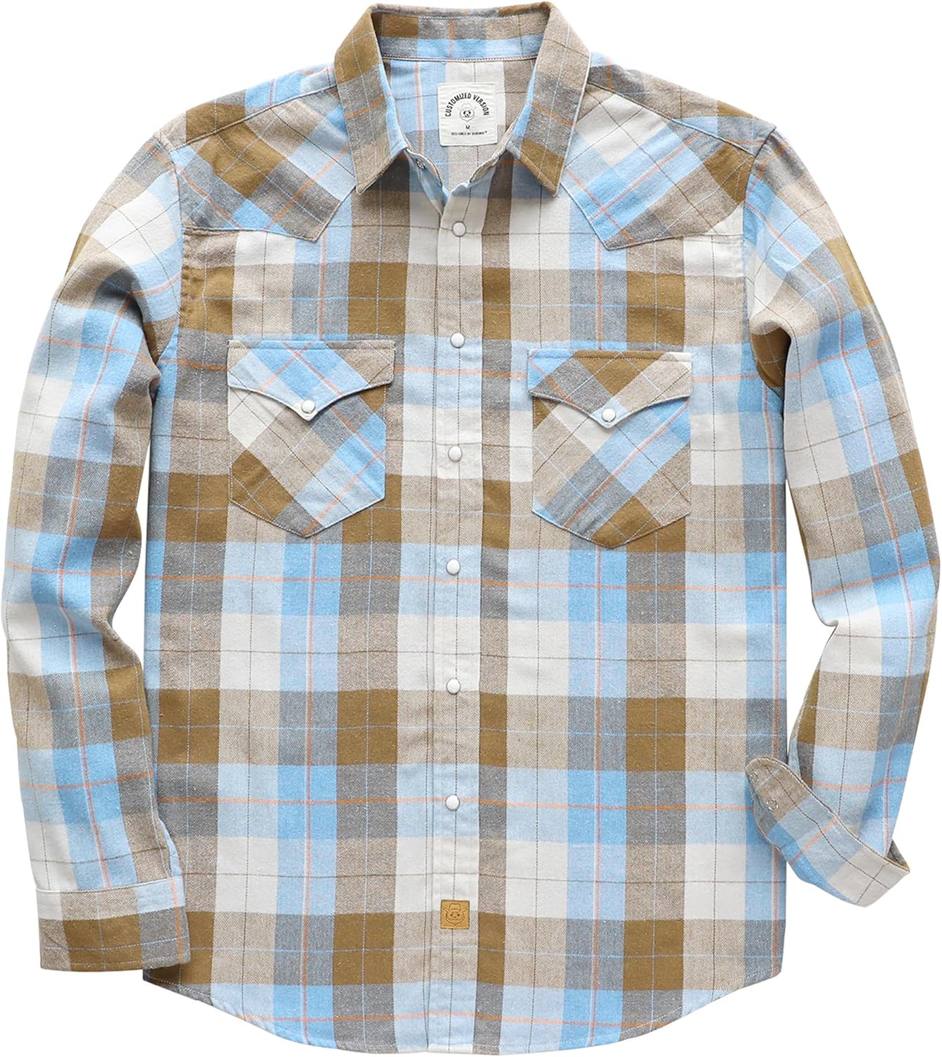 Dubinik® Flannel Shirt for Men Western Cowboy Pearl Snap Shirts for Men Long Sle...
