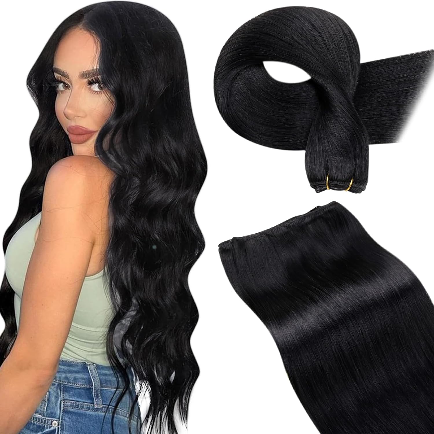LaaVoo Sew in Hair Extensions, Special Real Human Hair Extensions, High-Quality...