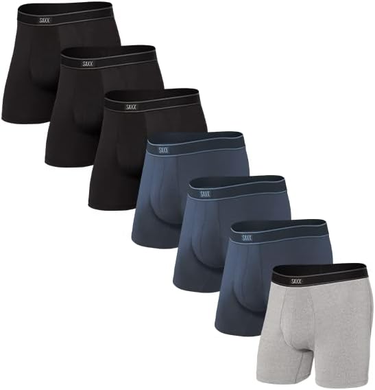 SAXX Underwear Co. Men's Daytripper Boxer Brief Fly X-Large Black/Grey/Navy