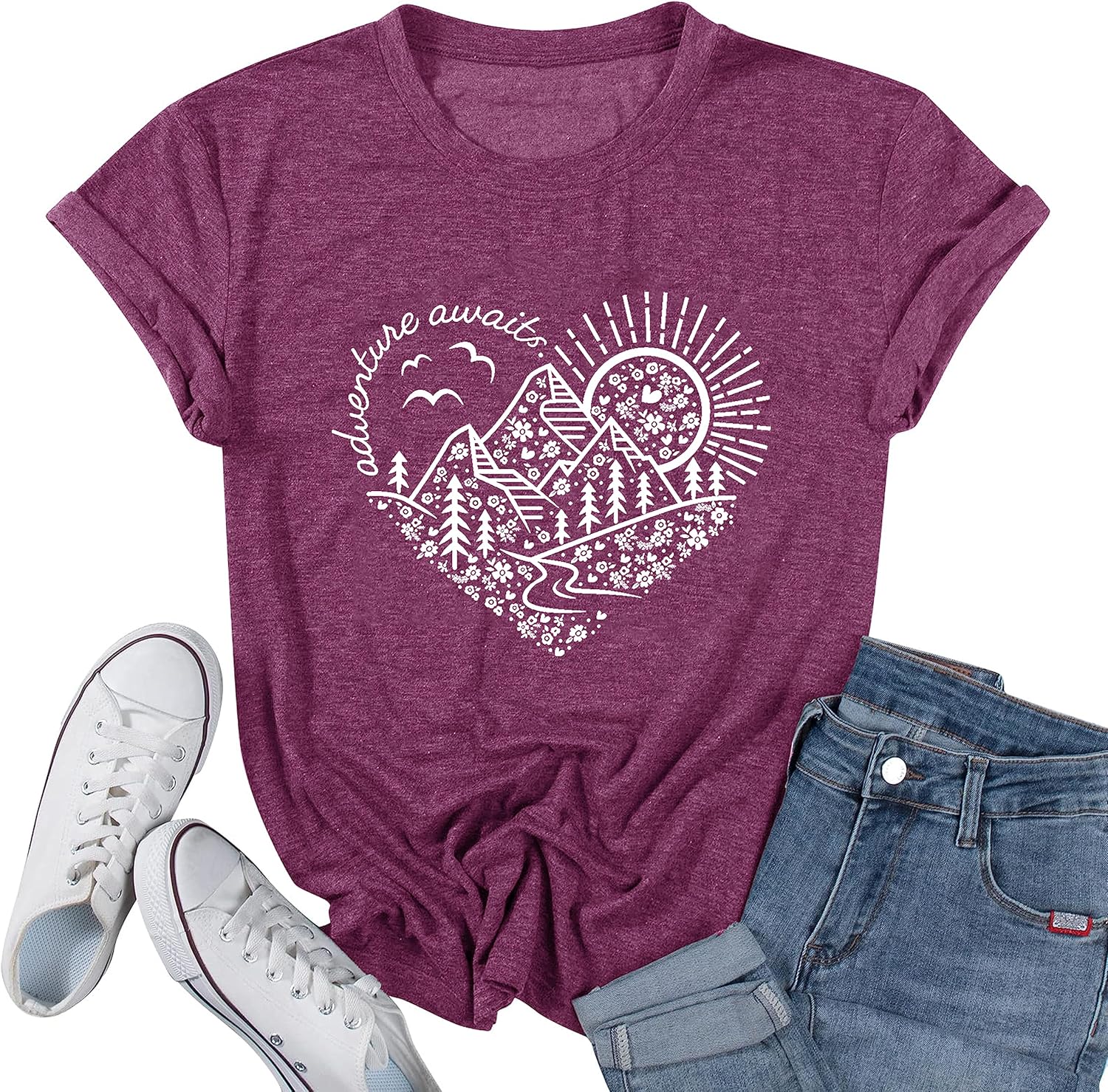 Women Adventure Awaits, Special Outdoor Graphic Tee Shirt, Unique Kindness Heart...