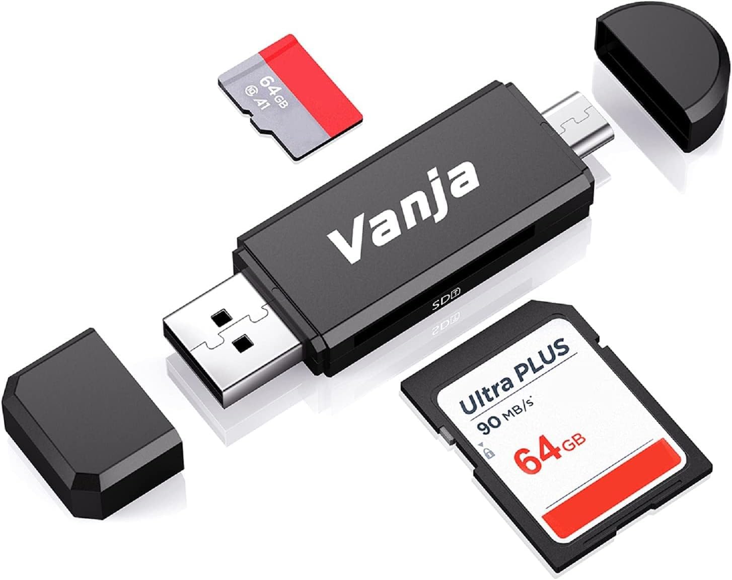 Vanja SD Card Reader, Micro SD to USB OTG Adapter Micro USB Portable Memory Card...