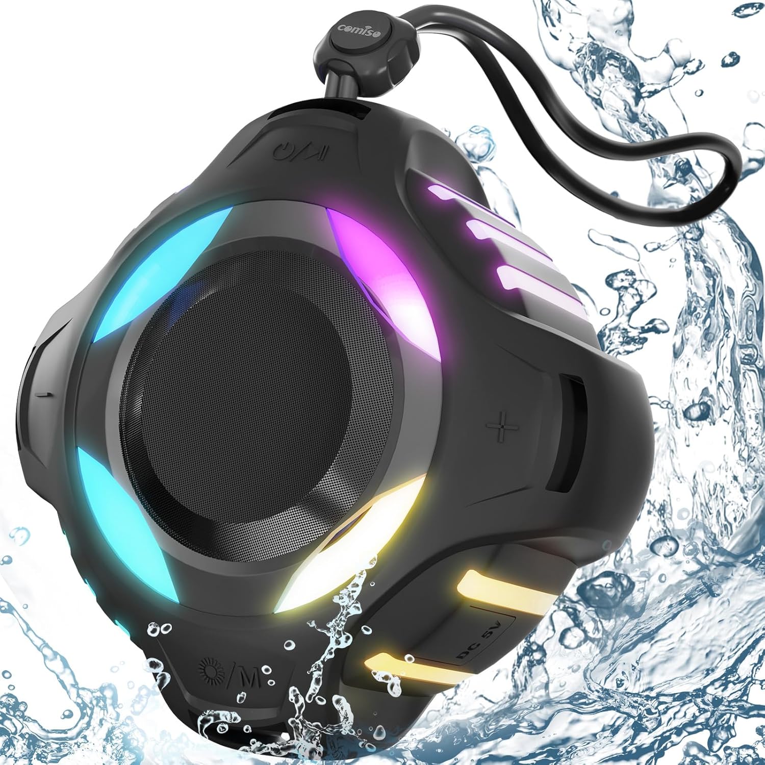 Waterproof Bluetooth Speaker IPX7, Shower Speaker with Dynamic Lights, TWS Mode,...