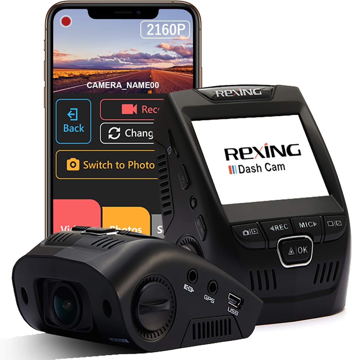 REXING V1 - 4K Ultra HD Car Dash Cam 2.4" LCD Screen, Wi-Fi, 170° Wide Angle Das...