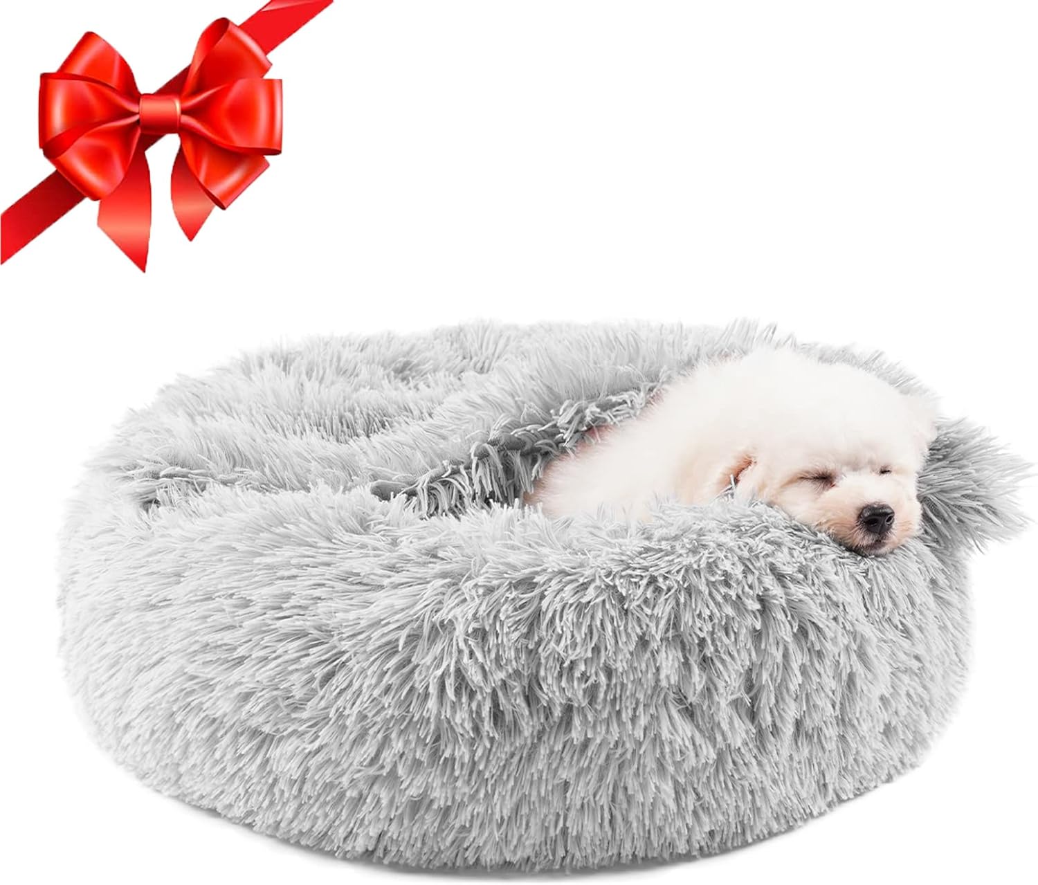 Himax Dog Beds for Small Dogs, Donut Dog Bed with Blanket Attached, Calming Dog...