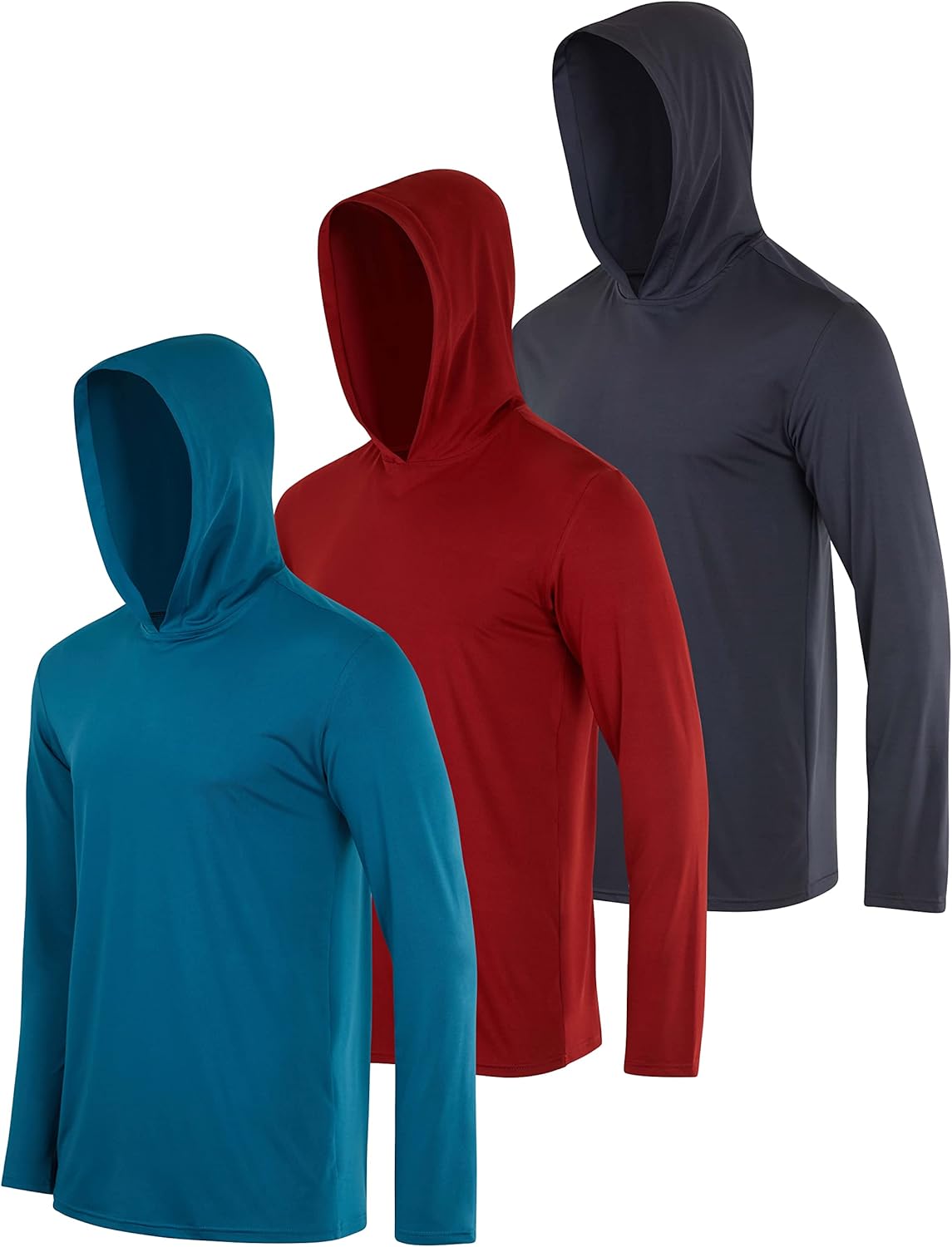 Real Essentials 3 Pack, Special Men's Dry Fit Wicking Long Sleeve Hoodie, Innova...