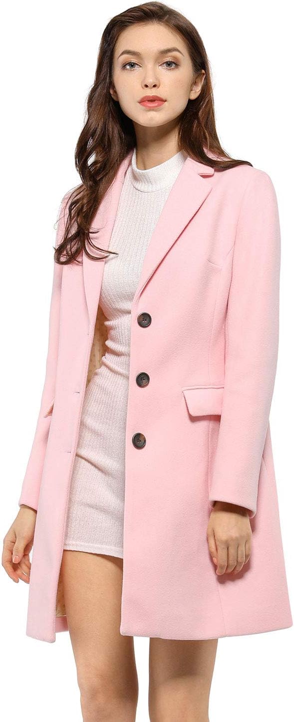 Allegra K Women's 2024 Pea Coat Single Breasted Long Winter Coats for Women Medi...