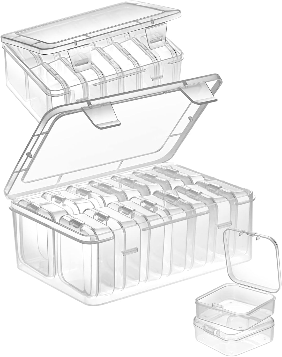 Mathtoxyz Small Bead Organizers, 30 Pieces Plastic Storage Cases Mini Clear Bead...