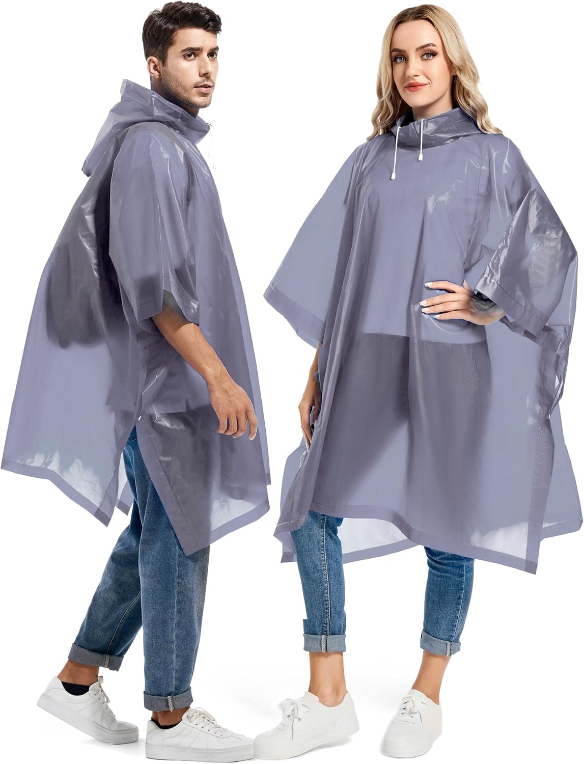 2 Pack Rain Ponchos for Adults Reusable - Raincoats Survival Emergency Heavy Dut...