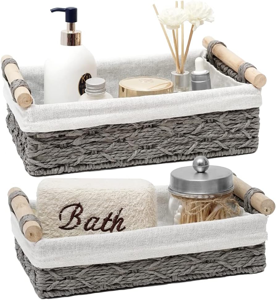 Storage Basket Wicker Baskets for Organizing Storage Bins for Countertop Toilet...