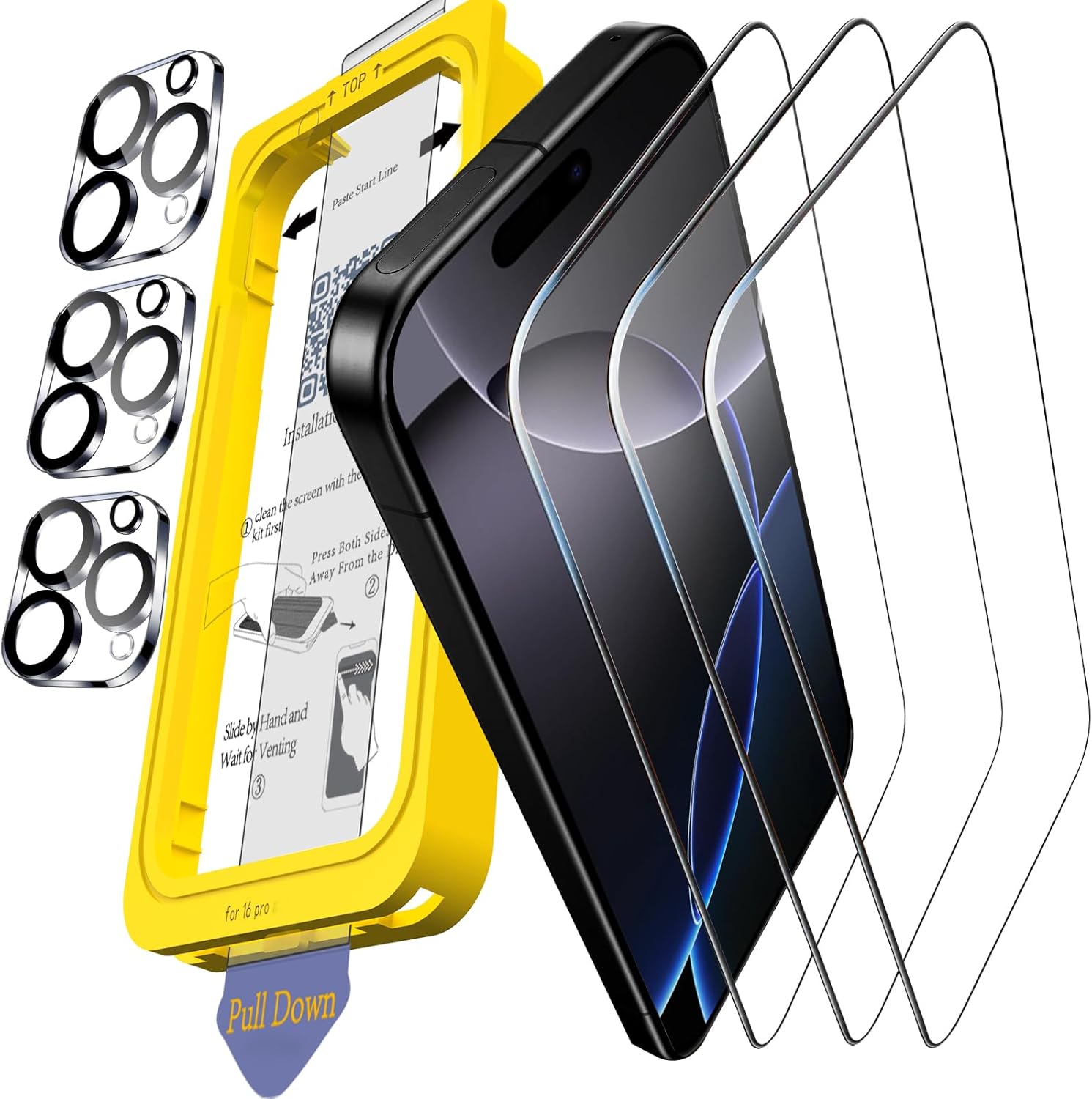 Ferilinso Full Coverage 3 Pack Screen Protector for iPhone 16 Pro [Phone Case fi...