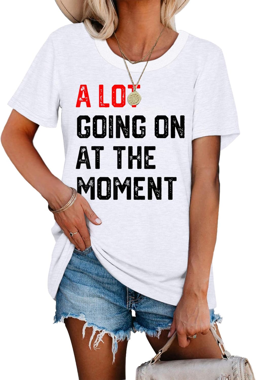 Country Music A Lot Going On at The Moment Shirt for Women Letters Graphic Music...