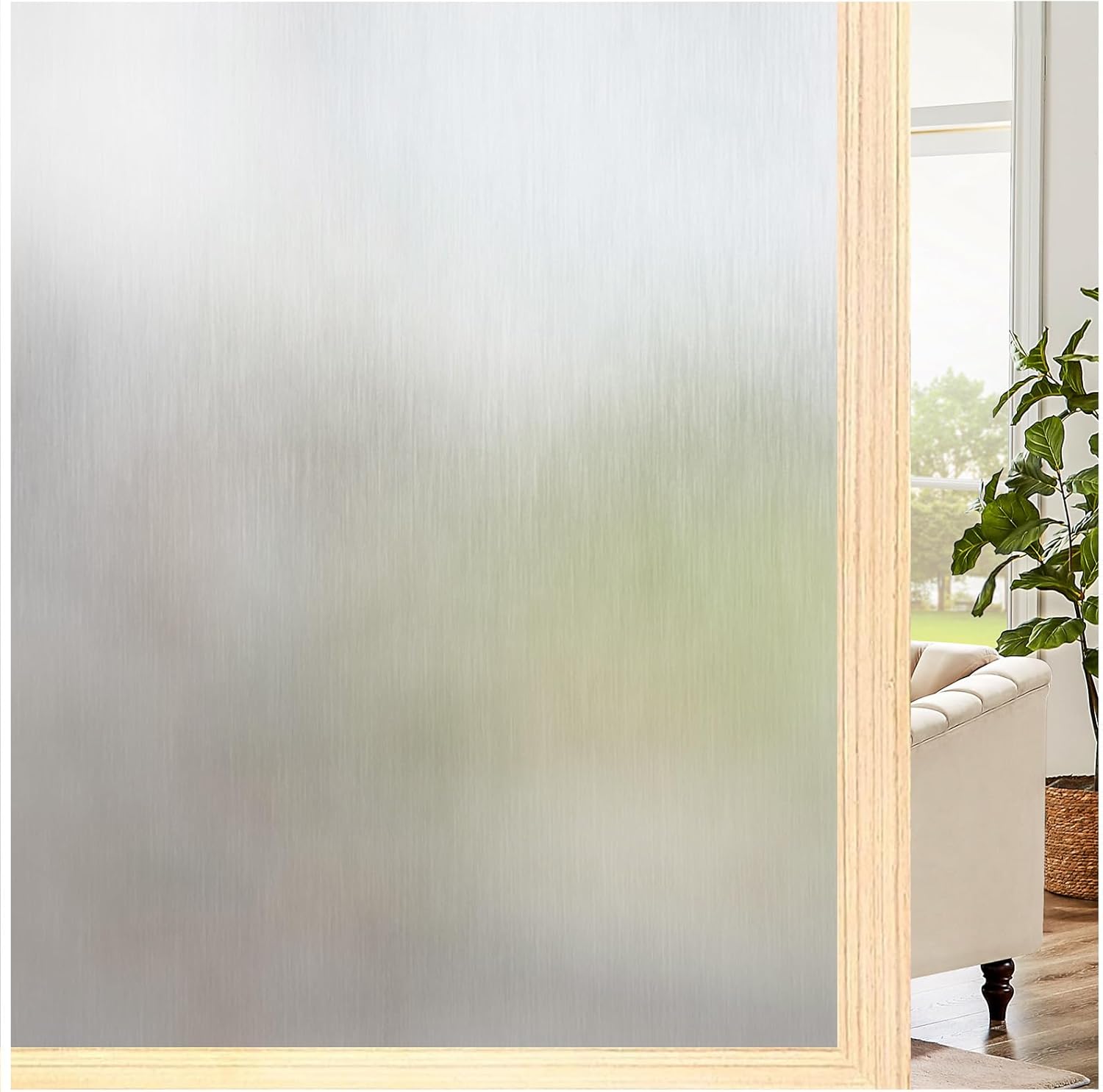 Coavas Window Privacy Film Static Cling, Frosted Glass Window Film Decorative, U...