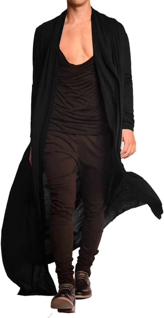 COOFANDY Men's Cardigan, Unique Ruffle Shawl Collar Design, Fashionable Lightwei...