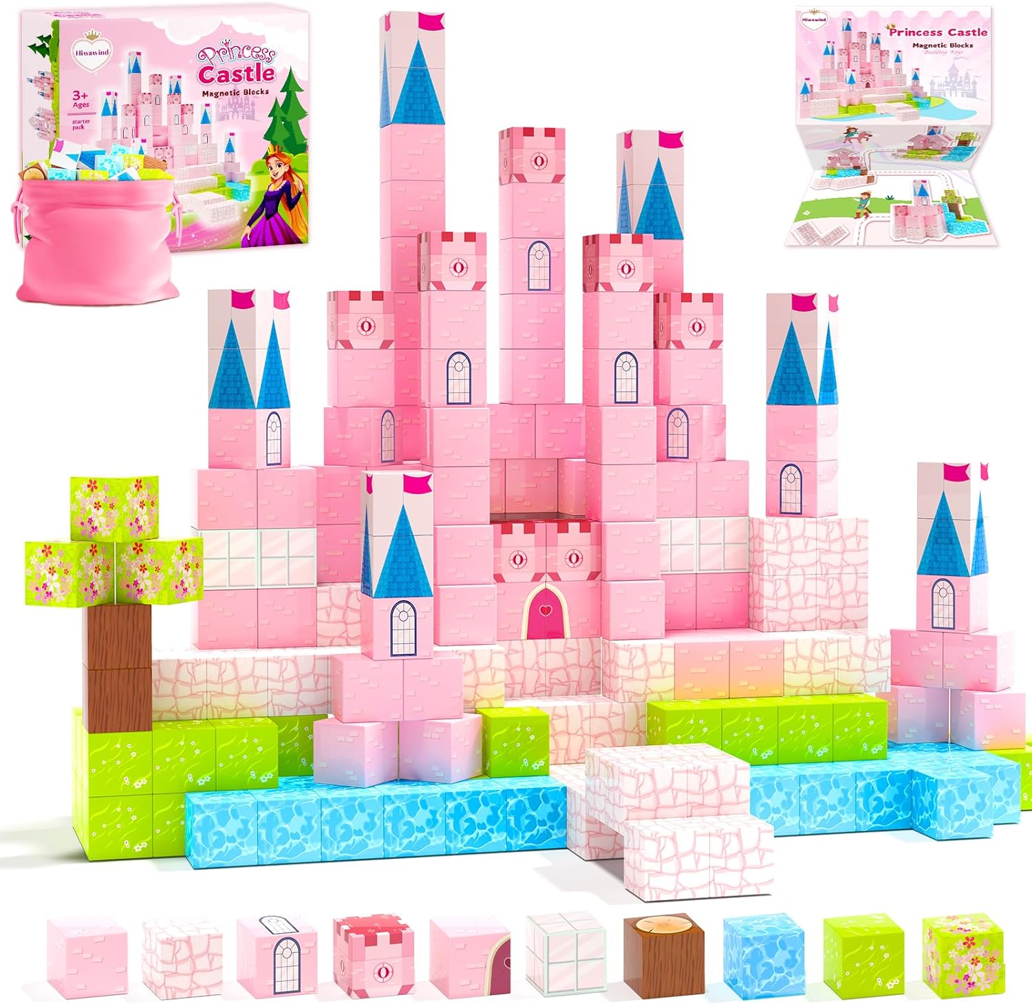 Magnetic Blocks Building Toys-Princess Castle Collection World, Princess Toys Bi...