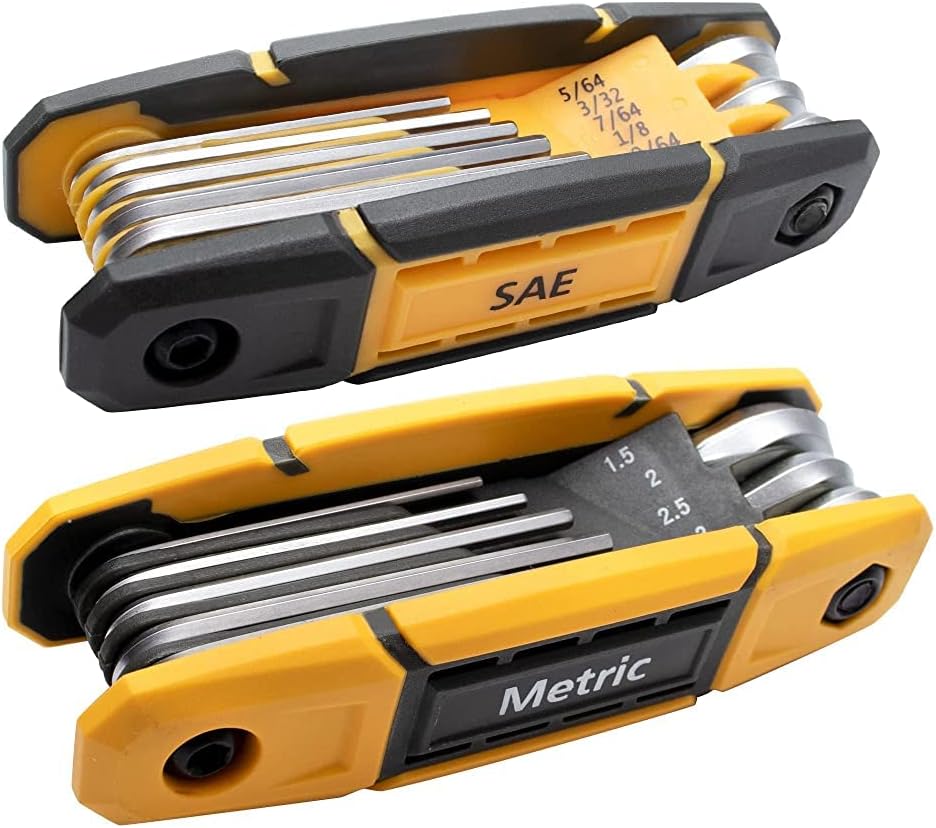 MULWARK 17pcs Folding Allen Wrench Set | Metric & Standard SAE - Key Tool 2 Pack...