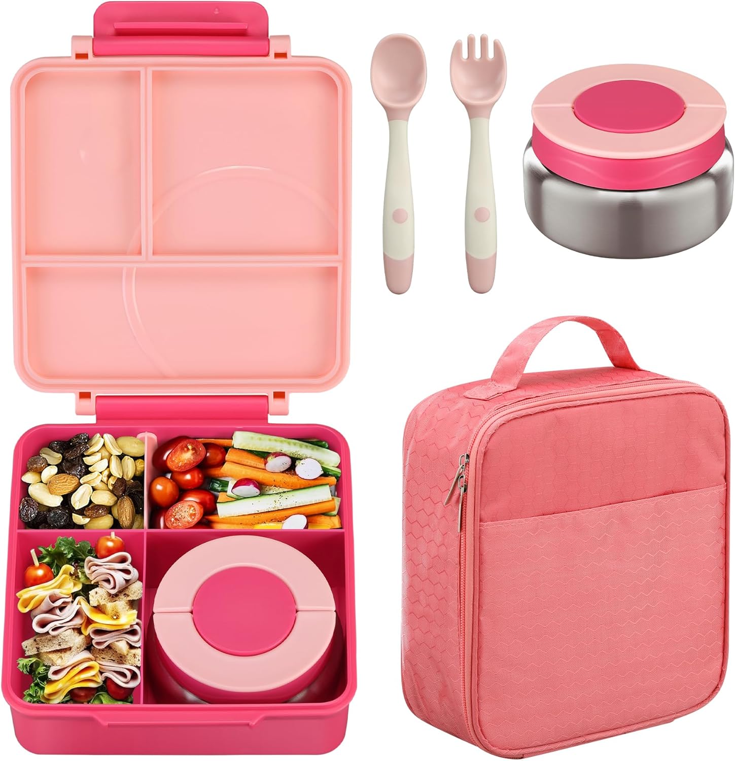 Bento Lunch Box Set for Kids with 8oz Soup Thermo, Leak-Proof Lunch Containers w...