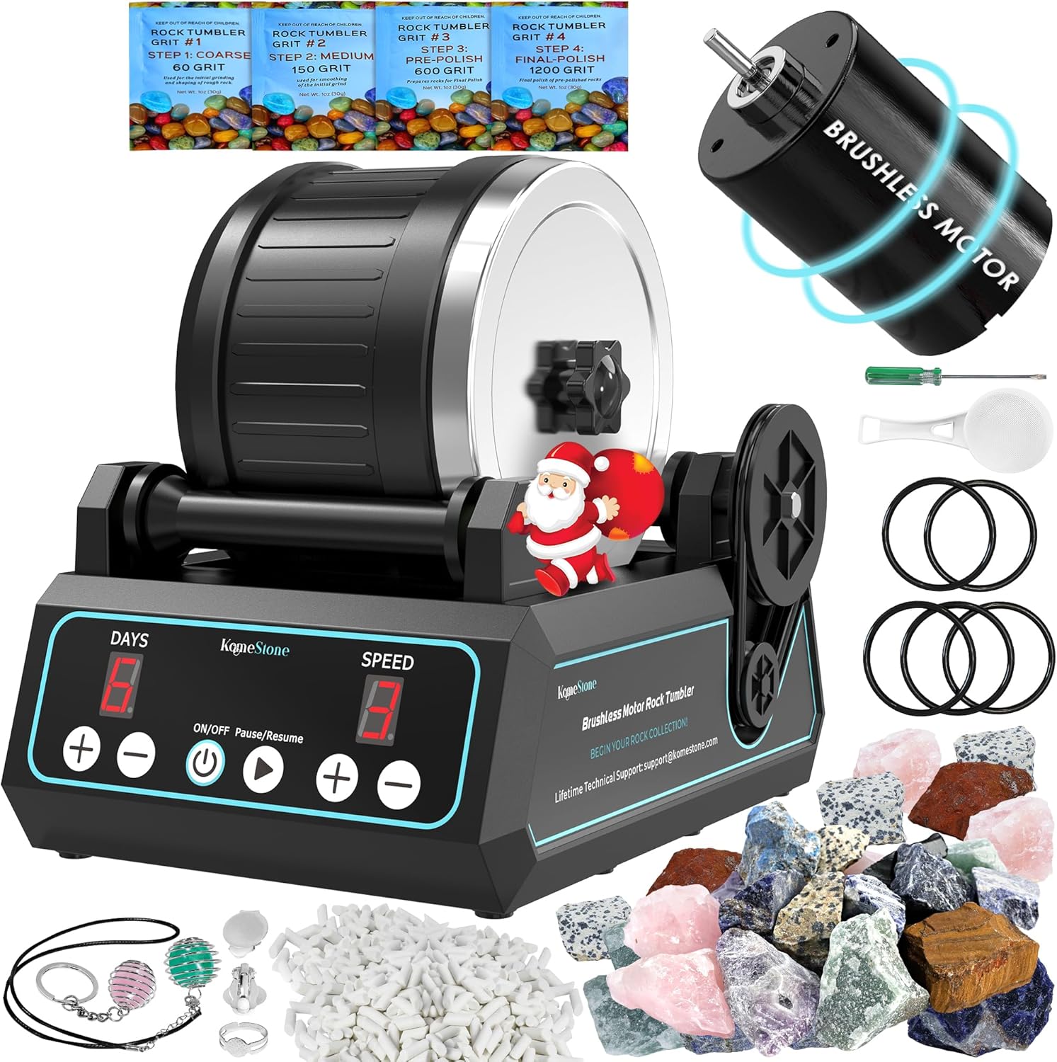 K1 Pro Professional Cutting-Edge Brushless Motor Advanced Rock Tumbler Polisher...