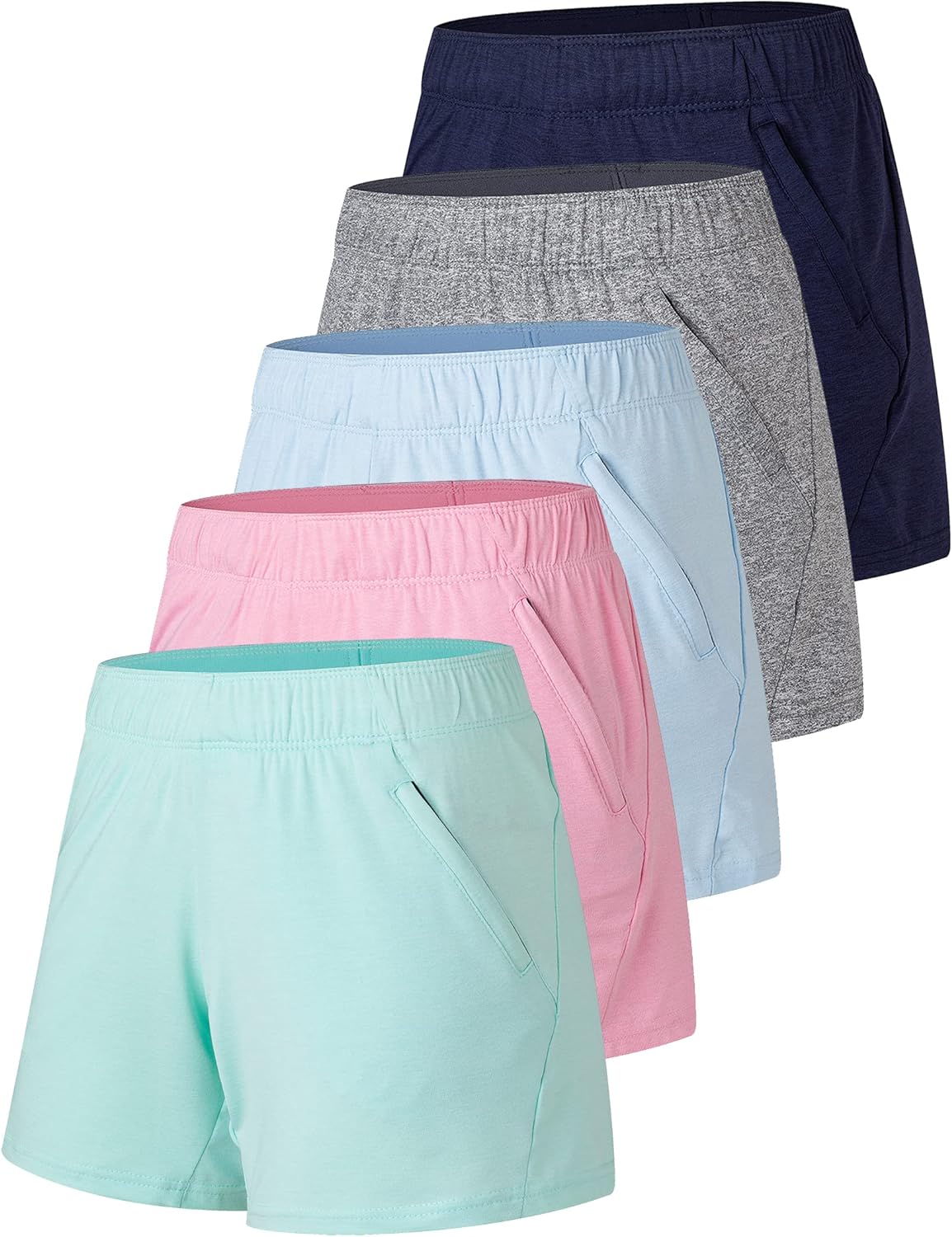 5 Pack: Womens Workout Gym Shorts Casual Lounge Set, Ladies Active Athletic Appa...