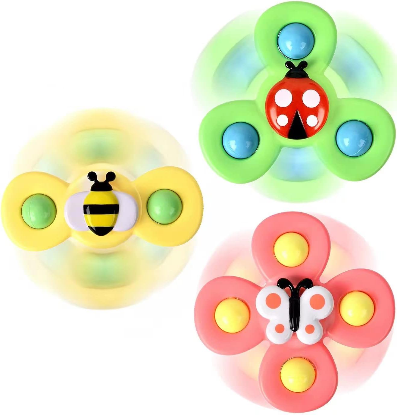 3PCS Suction Cup Spinner Toys for 1 2 Year Old Boys Spinning Toys 12-18 Months S...