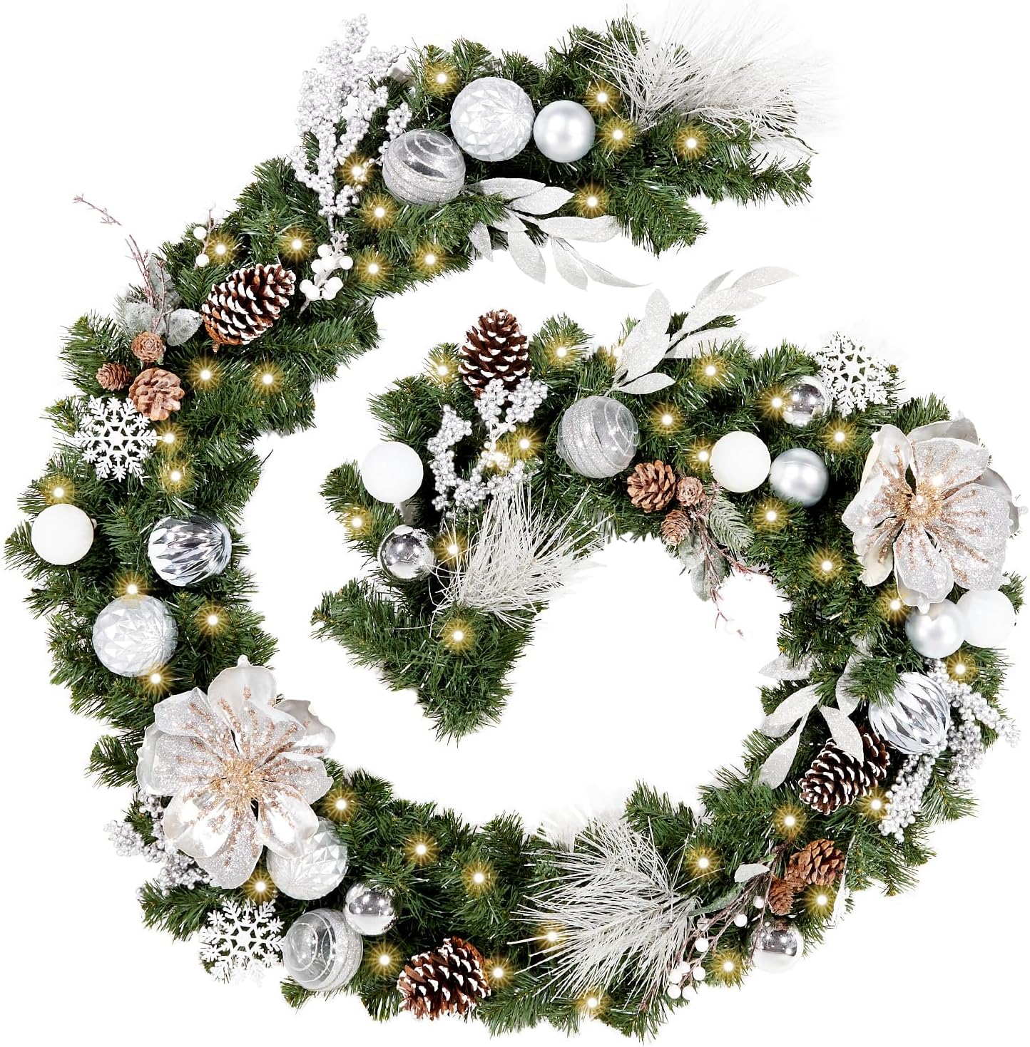 WBHome Pre-lit Christmas Garland, Special 9 Feet/108 Inch Festive Garland, Innov...