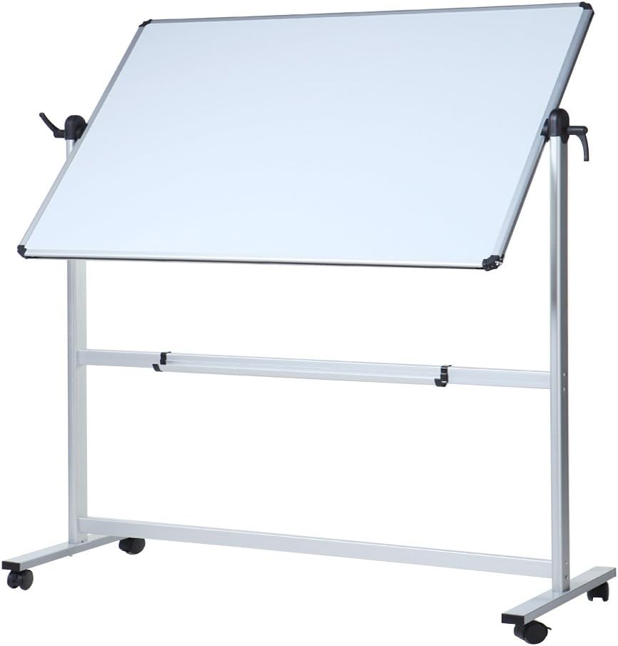 VIZ-PRO Dry Wipe Magnetic Mobile Whiteboard/Double-Sided Magnetic Whiteboard wit...