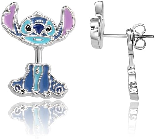 Disney Lilo and Stitch Jewelry, Blue Enamel Stitch Stud Earrings - Officially Li...