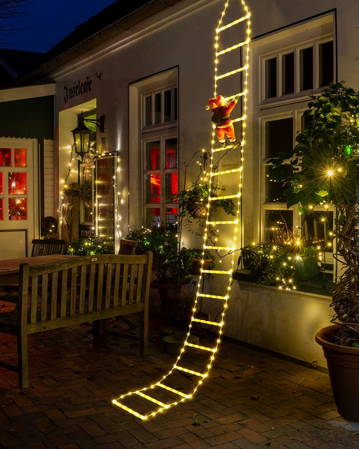 NEXVIN 9.9Ft Christmas Ladder Lights with Santa Claus - 338 LED Christmas Lights...