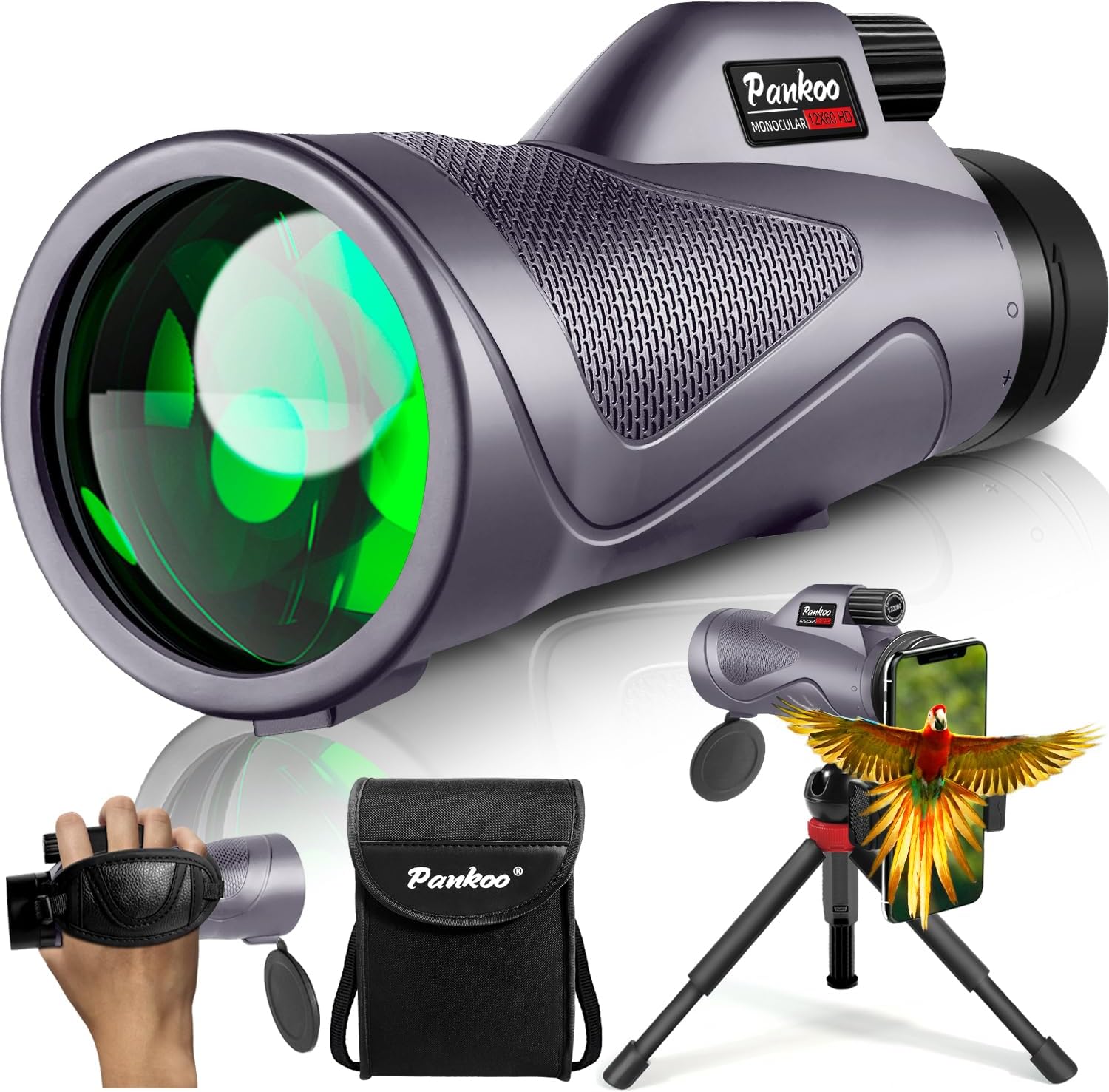 12x60 Purple Monocular Telescope, Special High Powered Monoculars with Smartphon...
