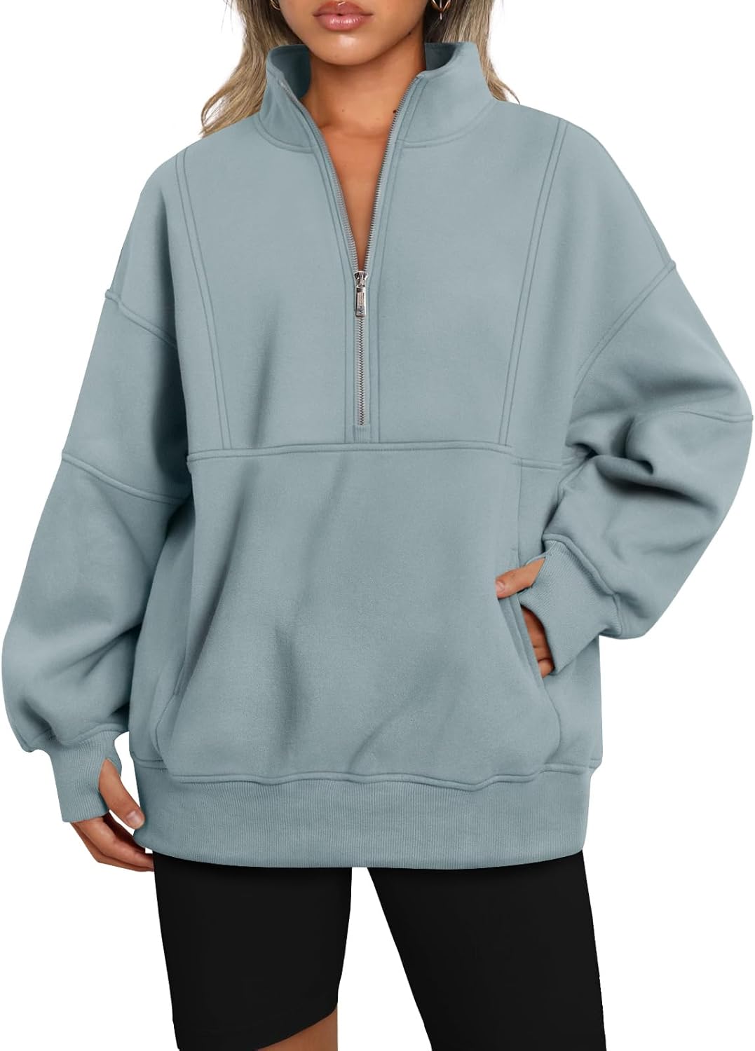 AUTOMET Women's Half Zip, Special Oversized Sweatshirts, High-Quality Fleece Pul...