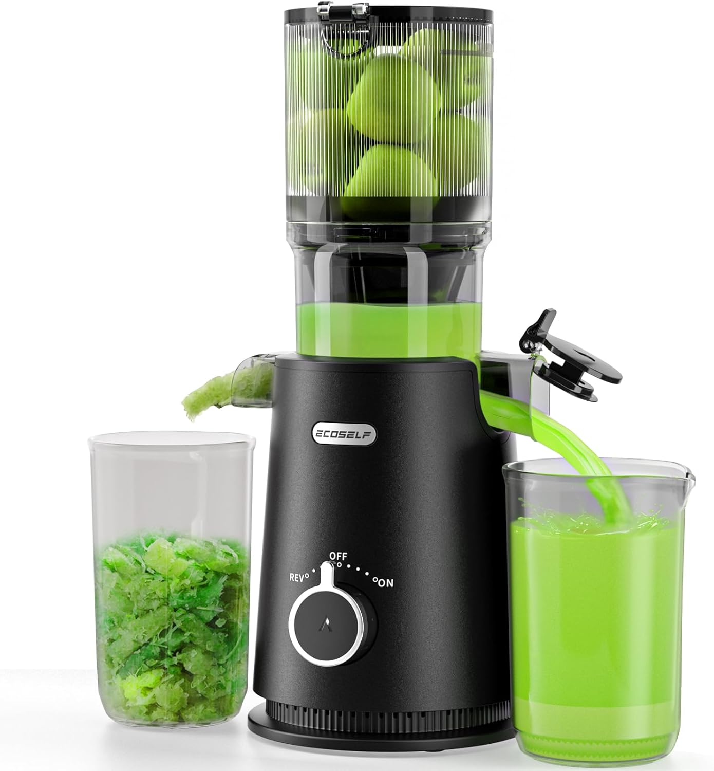 Juicer Machines, ECOSELF Cold Press Juicer with 4.35" Large Feed Chute Fit Whole...