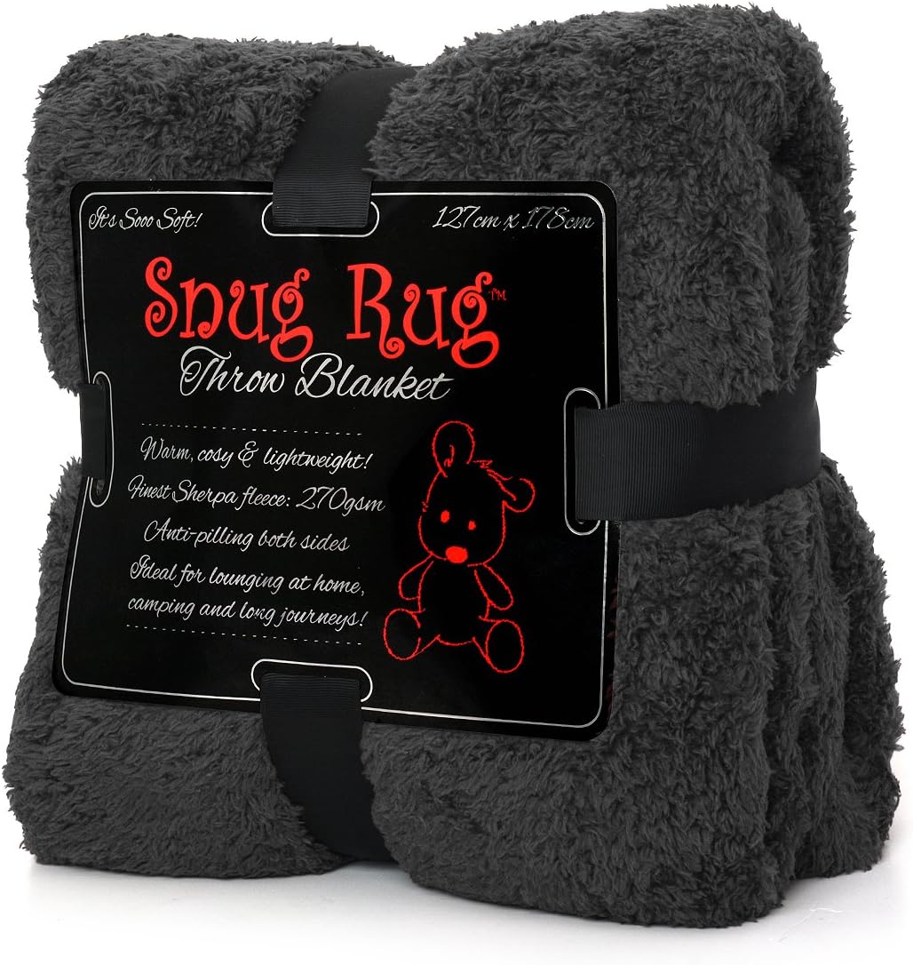 Snug Rug Special Edition Luxury Grey Blanket Sherpa Fleece Blankets Soft Throw 1...