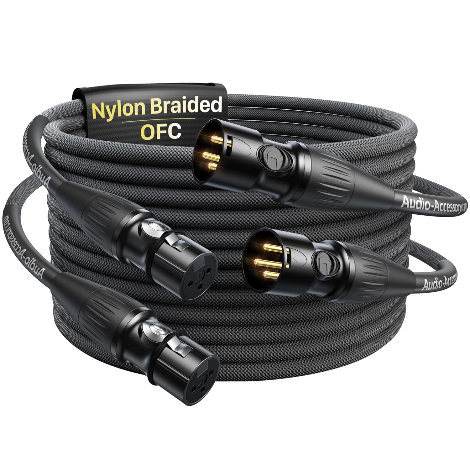 XLR Cables 10ft 2 Pack, Professional Gold-Plated Rean Connectors from Neutrik, K...