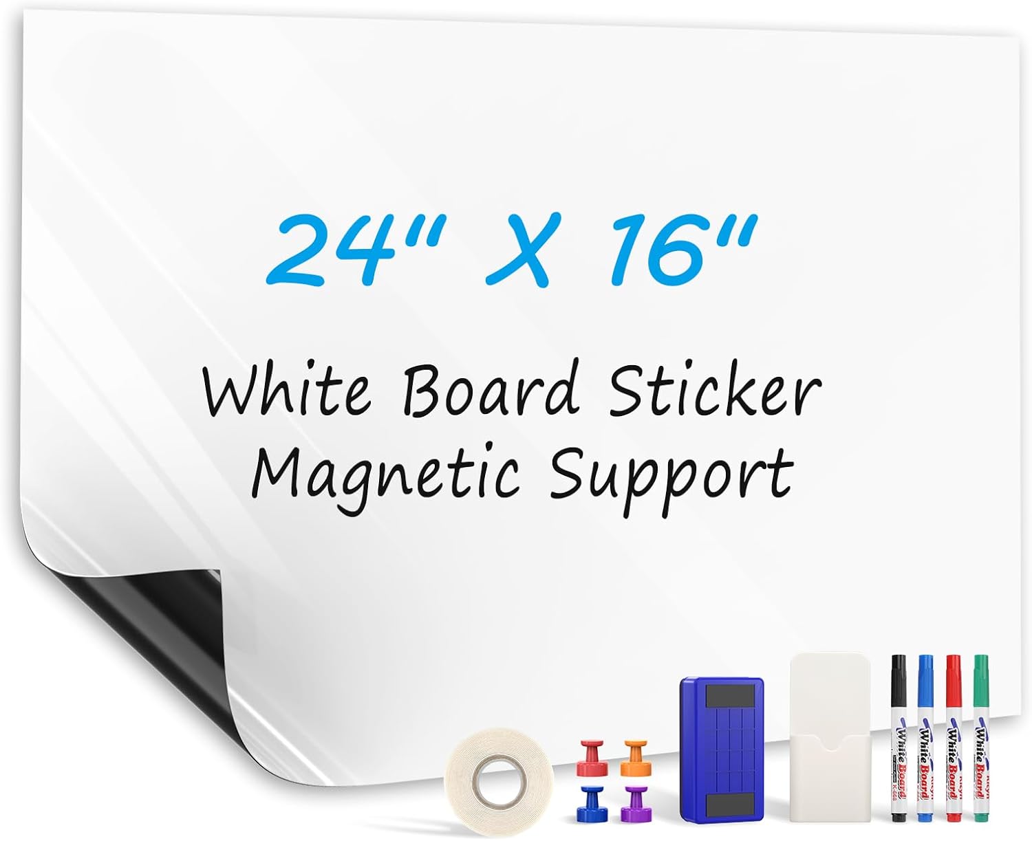 MaxGear 16" x 24" White Board Sticker Adhesive Backing Contact Paper Stick on Wa...