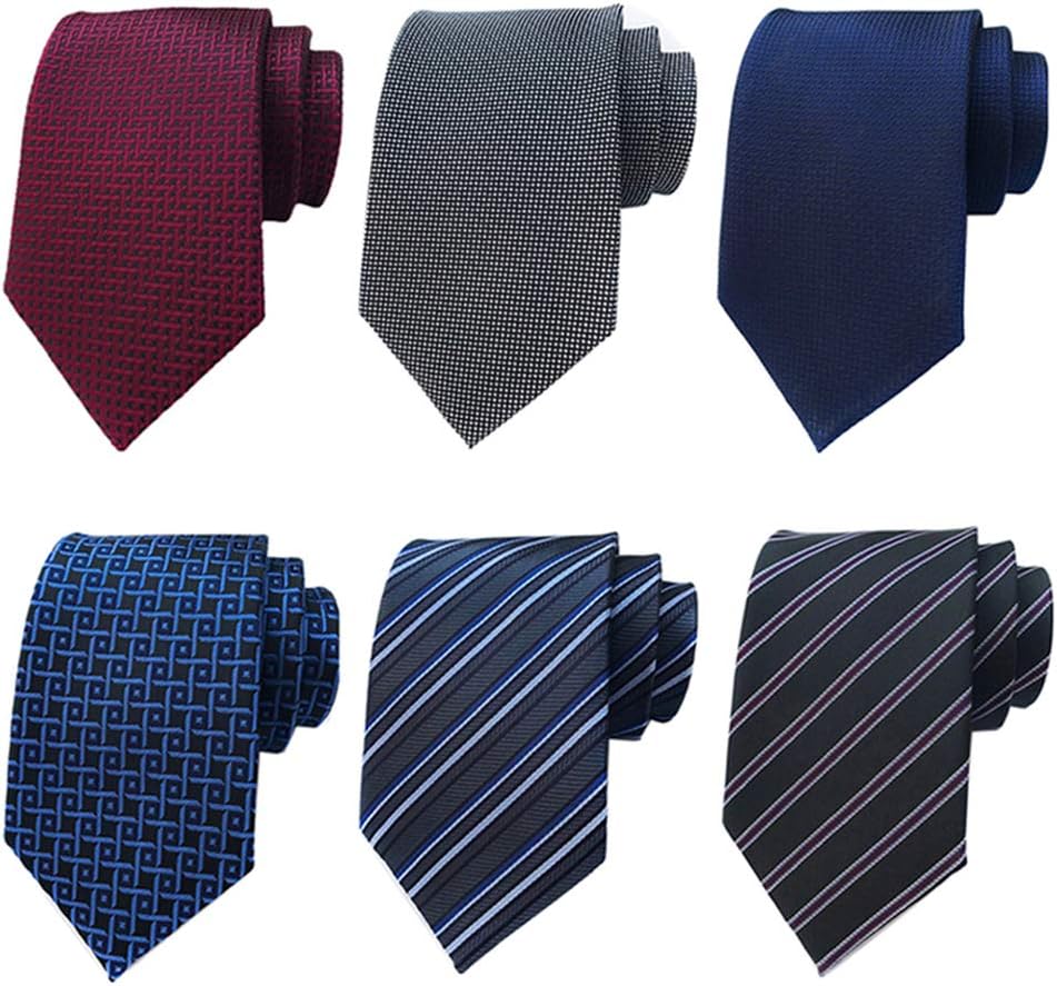Adulove Men's Necktie Classic Silk Tie Woven Jacquard Neck Ties 6 PCS Black, Blu...