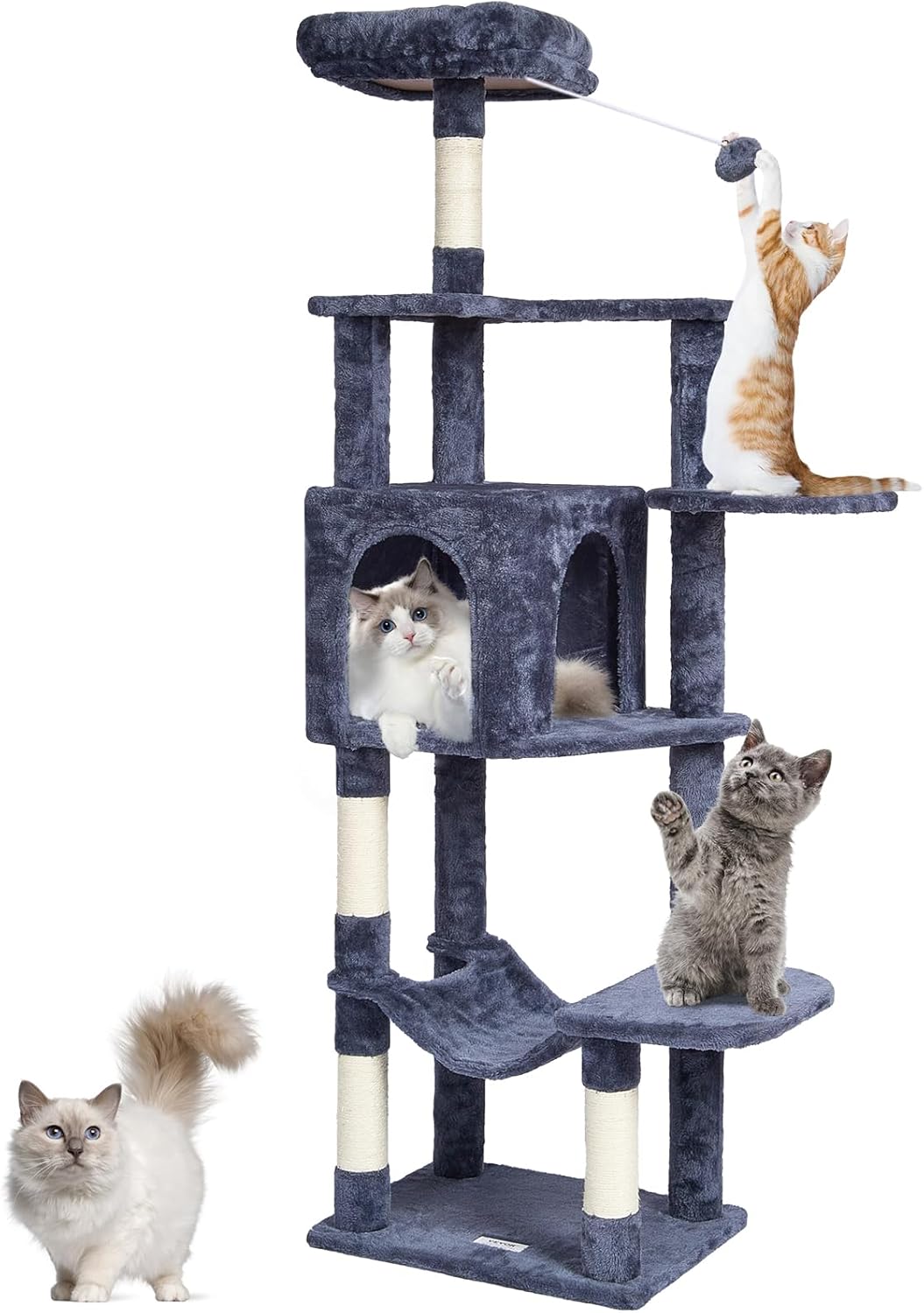 VEVOR Cat Tree for Indoor Cats, 60.6" Cat Tower wi...