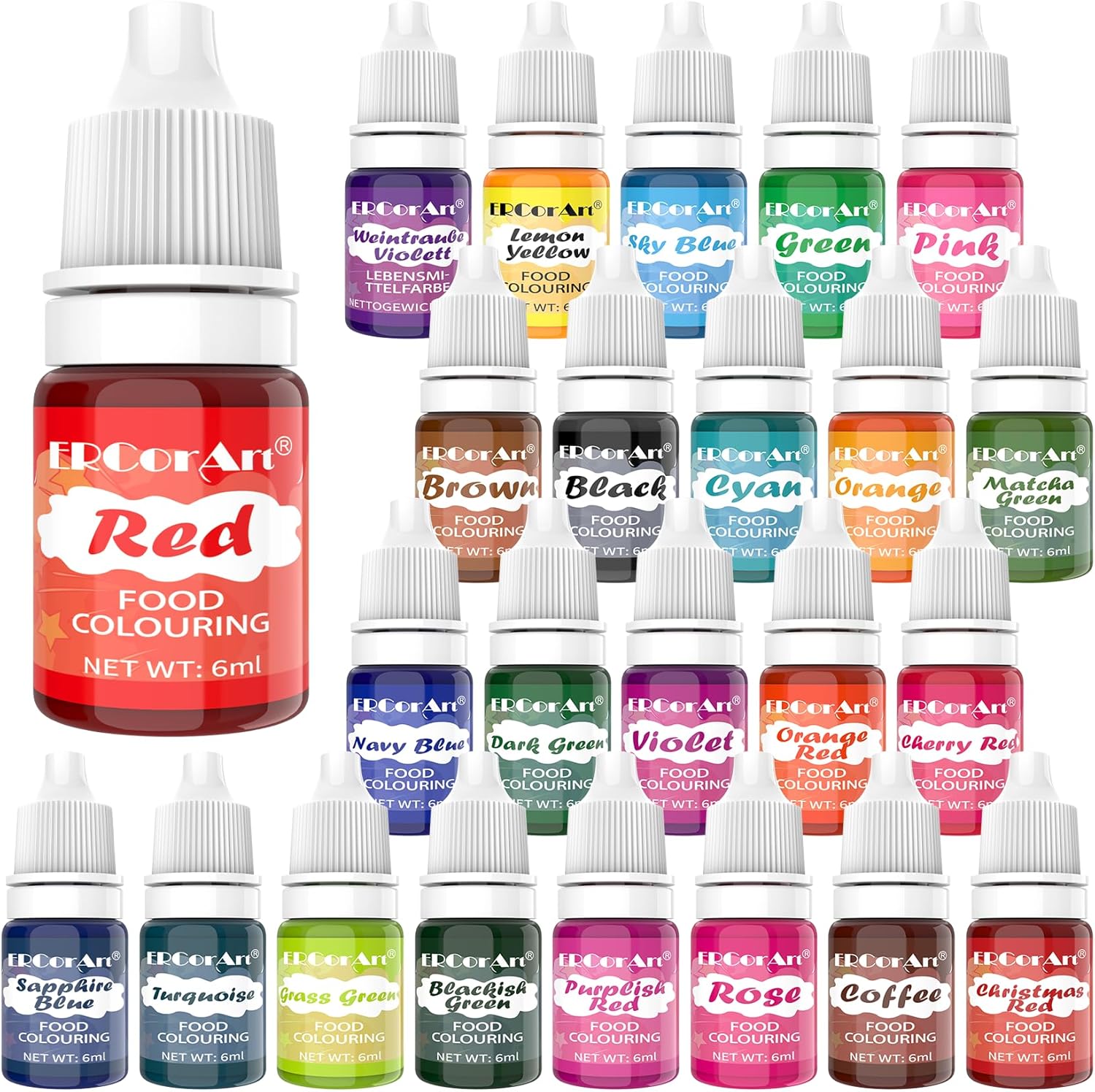 Food Colouring - 24 Colours Vibrant Food Colouring Liquid, Concentrated Food Dye...