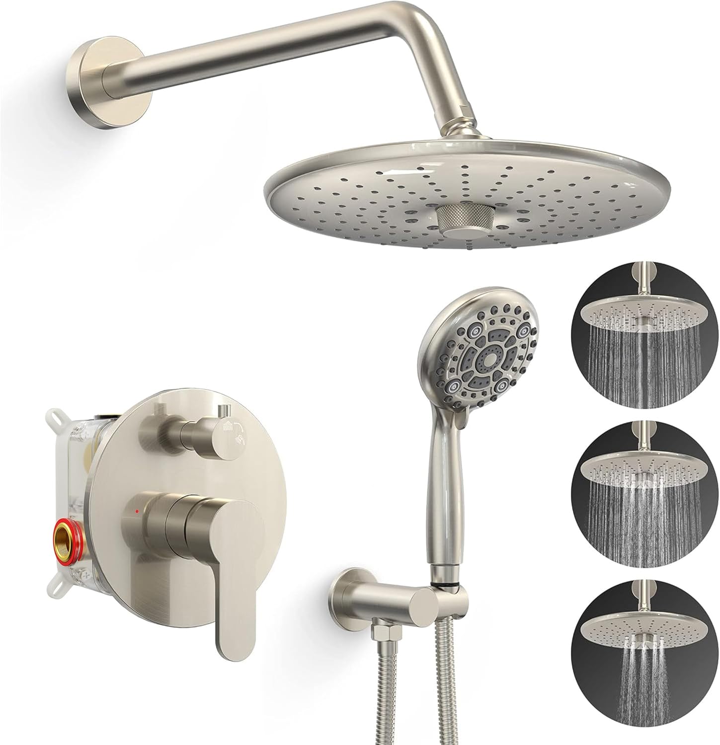 SR SUN RISE Shower Faucet - 3 Function High Pressure 10 Inch Shower Head System-...