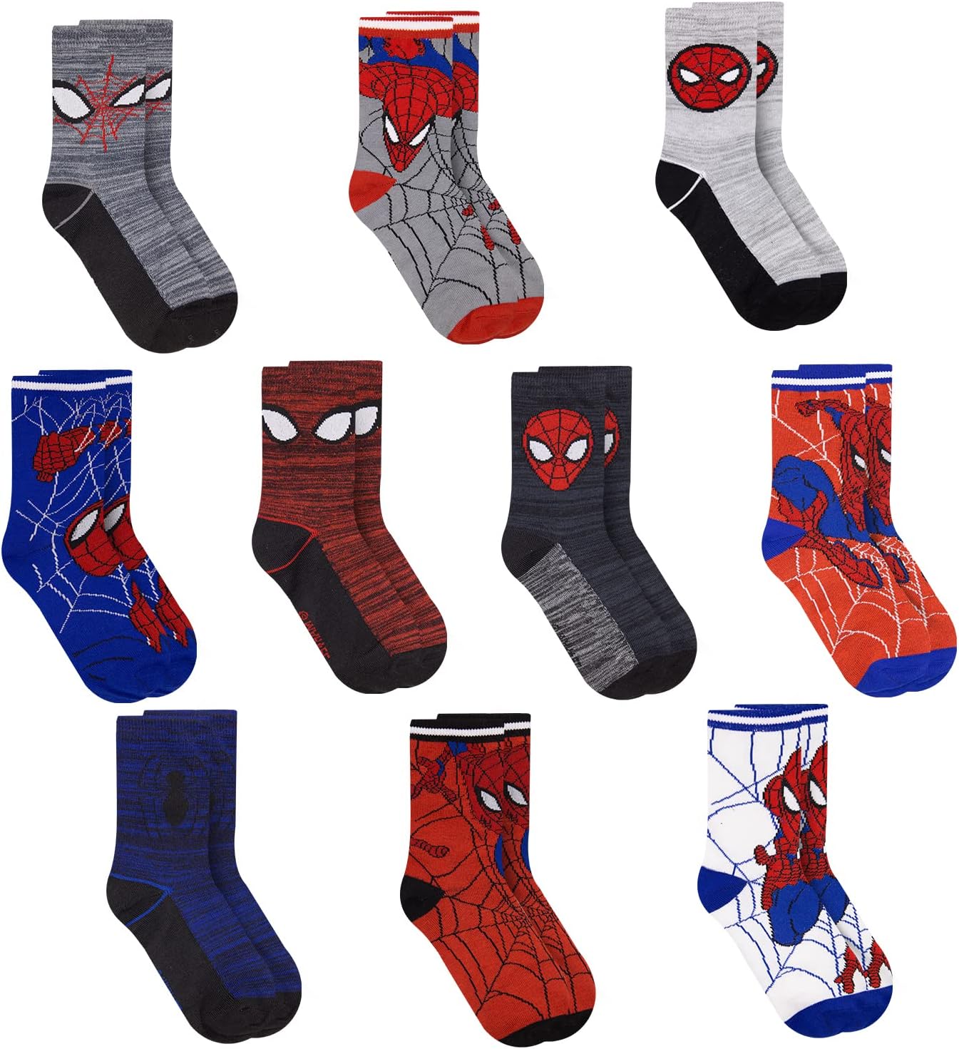 Marvel Spiderman Boys Socks, 10-Pack of Decorative Spiderman Toddler Socks, Amaz...
