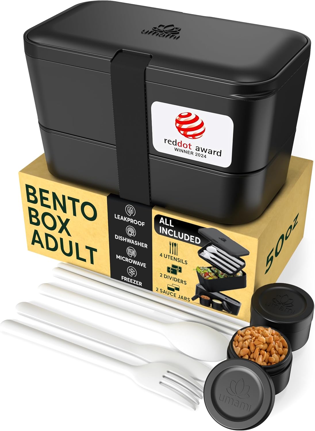 Umami Mami Lunch Box, Special Lunch Box Containers with 4 Utensils, Innovative B...