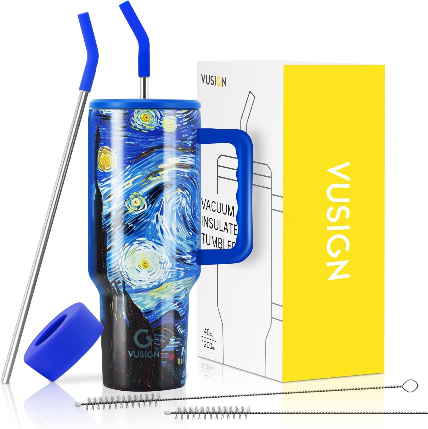 VUSIGN Tumbler, Special 40 oz Tumbler with Handle and Straw Lid, Innovative Stai...