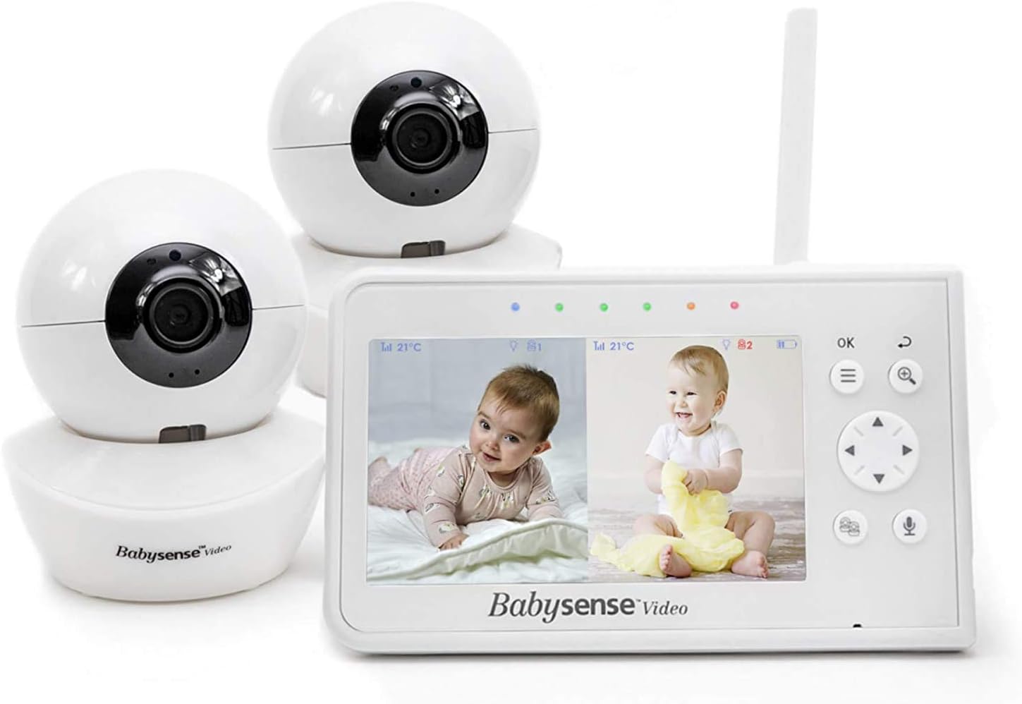 Babysense Video Baby Monitor, 4.3 Inch Split Screen with Two Cameras and Audio,...