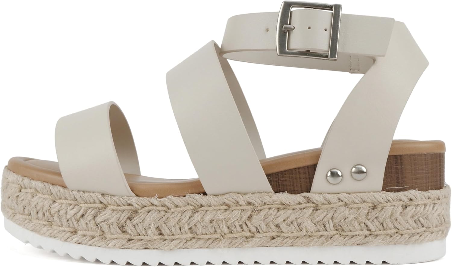 Soda Top Shoe, Special Open Toe Buckle Ankle Strap Espadrilles, Unique Flatform...
