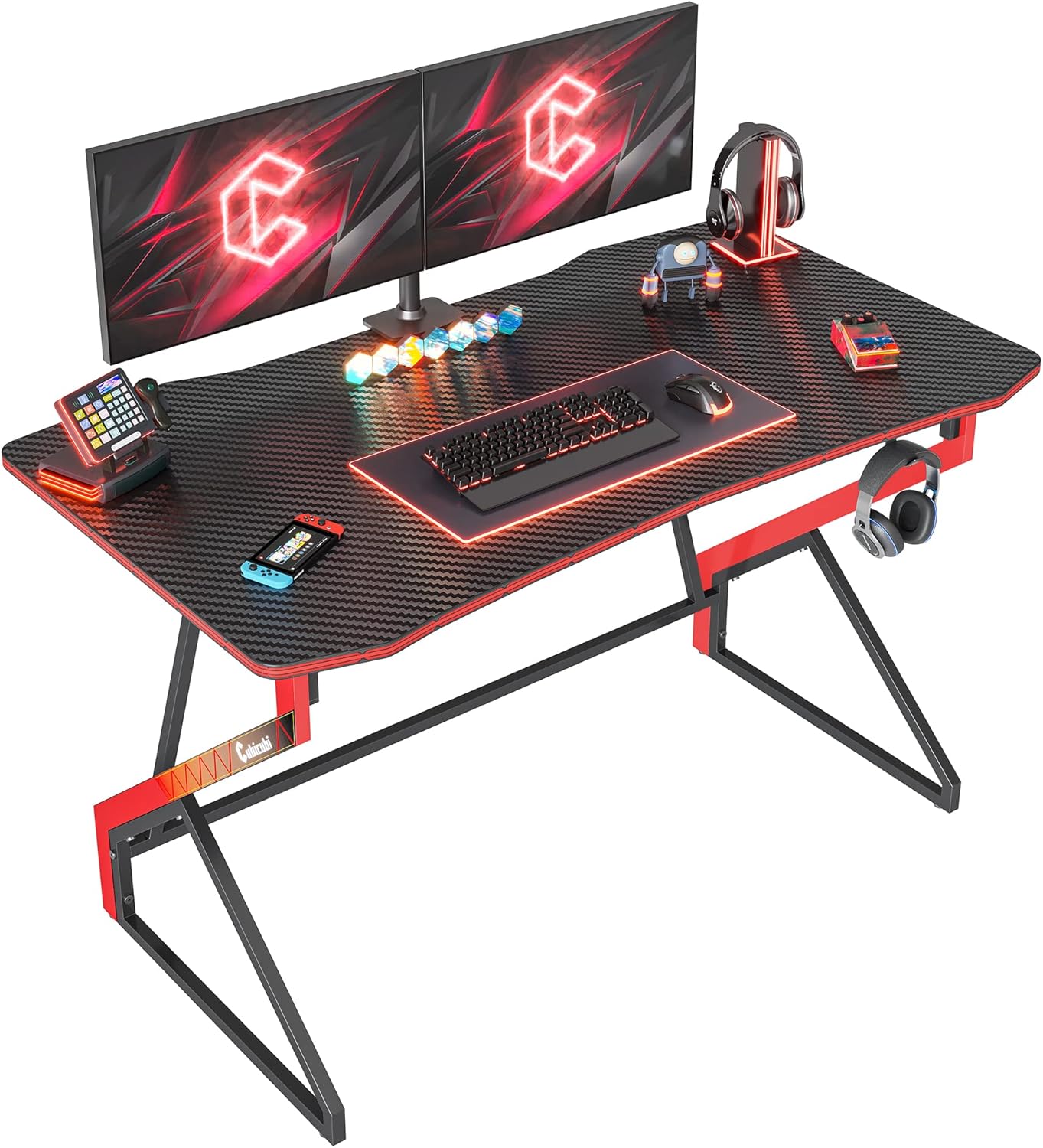 CubiCubi Simple Gaming Desk Z Shaped 80 cm Gamer Workstation, Home Computer Carb...